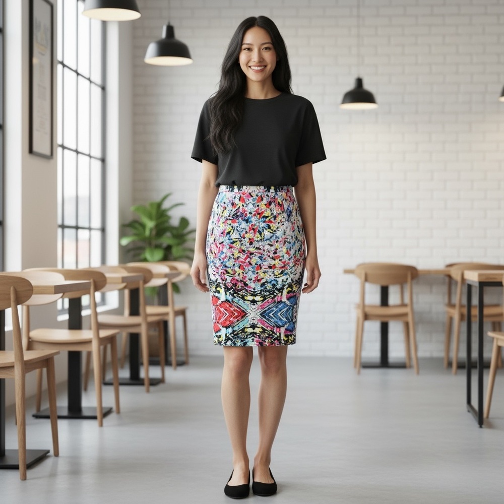 Tahari Multicolor Abstract Pencil Skirt